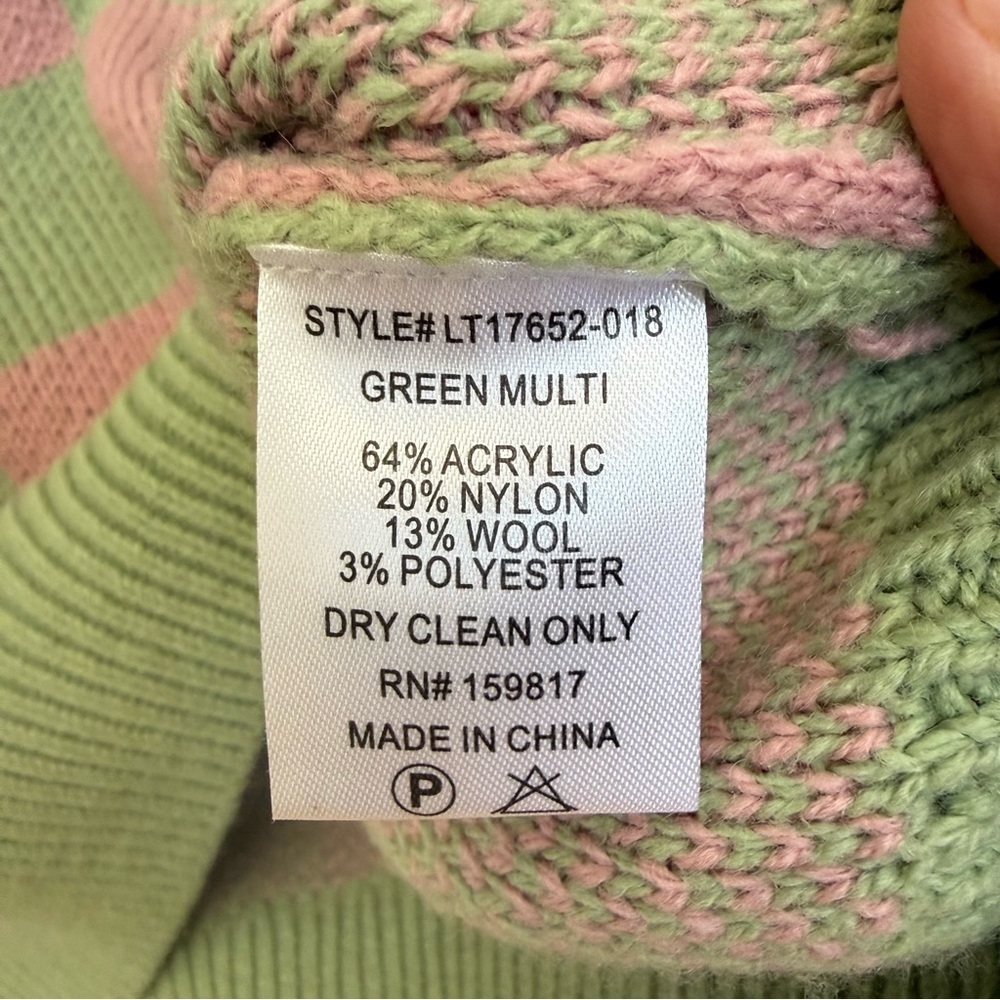 Altar’d State Pink and Green Checkered Knit Sweater Vest, Size Small - Picture 4 of 4